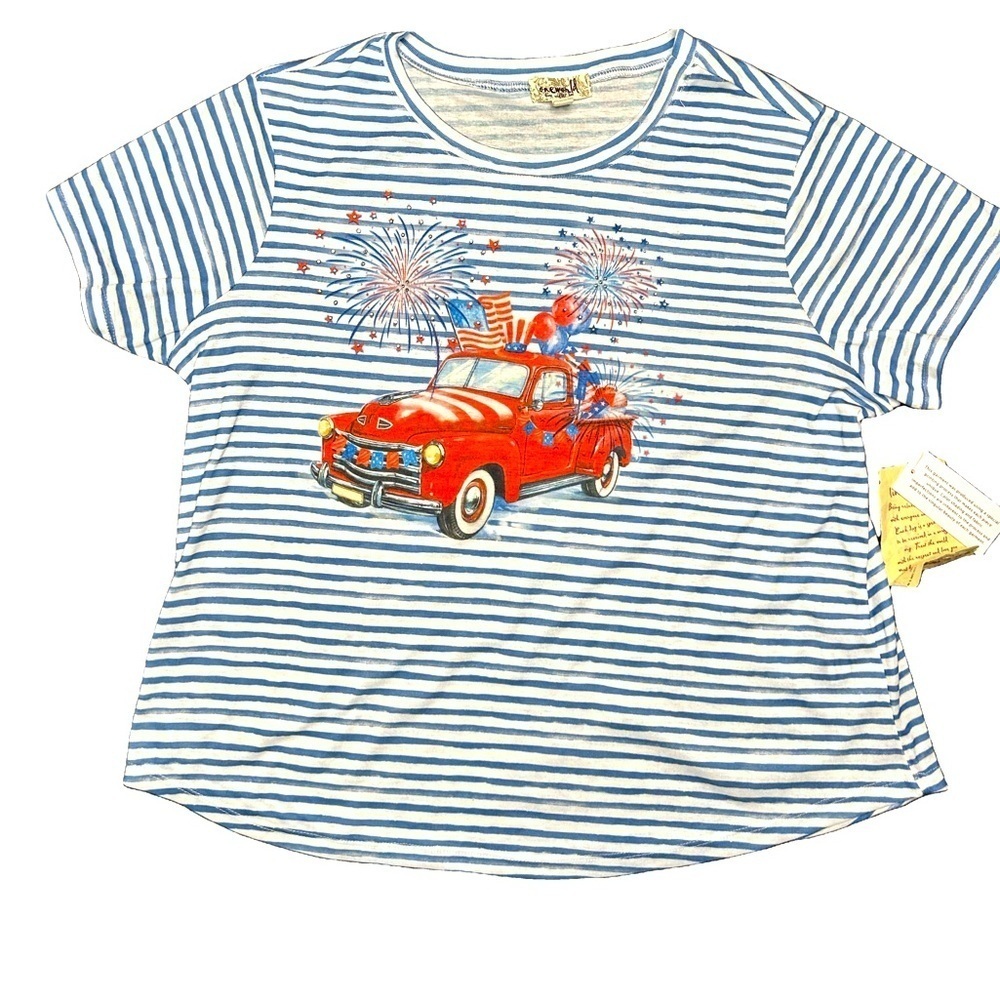 Whimsical Americana Fourth of July grannychic kitschy festive t-shirt NWT M